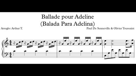 Ballade Pour Adeline Balada Para Adelina Score Partitura Paul De