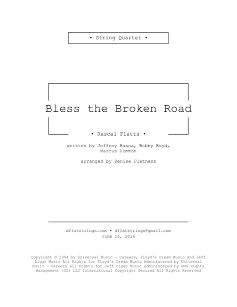 Bless The Broken Road Arr Denise Flatness By Rascal Flatts Sheet