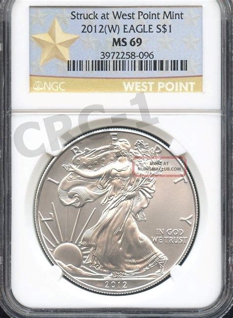 W Silver Eagle Struck At West Point Ngc Ms W P Label