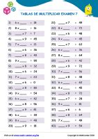 Tablas De Multiplicar Examen 2 Pruebas Math Center