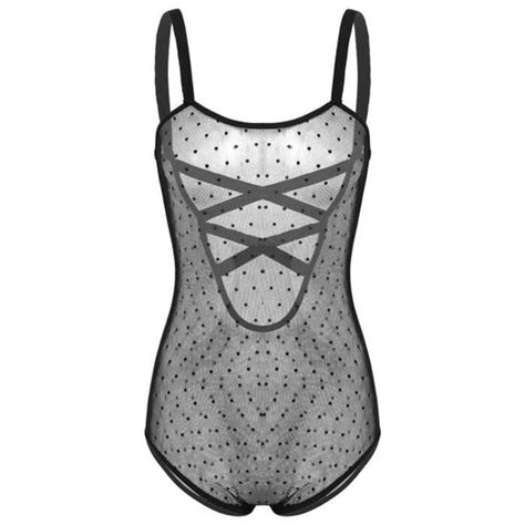 Une Pi Ce Body Transparent Femme Nuisette Sexy Sous V Tements Justaucorps Erotique Lingerie De