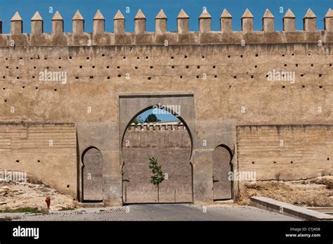 Entry Gates And Ramparts To The Ancient Medina In Fez Morocco Stock