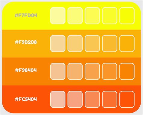 Premium Vector Yellow Orange Color Palette Vector Neon Colors Catalog Rgb Pantone Colors