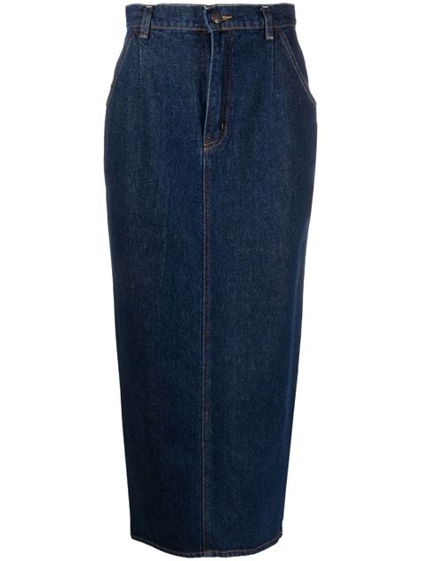 Magda Butrym Tima Denim Midi Skirt Blue Farfetch