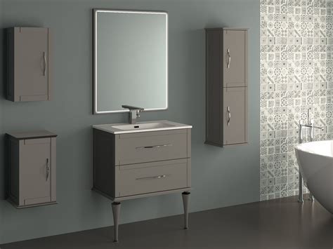 Mobile Bagno A Terra Classic 75 Cm Con 2 Cassetti Grigio Nuvola Opaco E