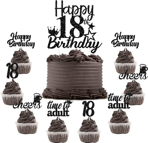 18th Birthday Cake Topper Black 25 Pack Happy 18th Ubuy Botswana