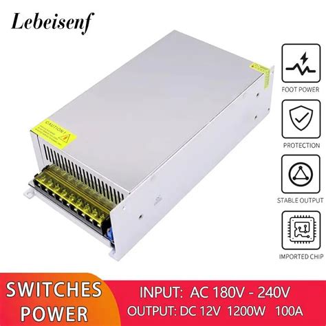 Convertidor AC DC 12V 100A 1200W 180 240V AC A DC Fuente De Alimentaci