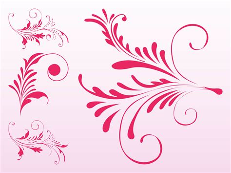 Pink Floral Scrolls Vector Art And Graphics