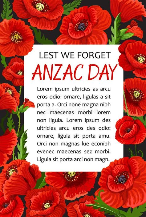 Anzac Day Lest we Forget Poppy Vector Ribbon Icon Stock Vector ...