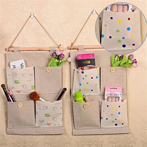 7 Pockets Cotton And Linen Waterproof Storage Bag Hanging Multi Layer Pocket Fabric Door Rear