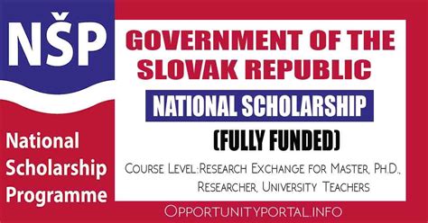 Government Of The Slovak Republic National Scholarship 2024 Fully