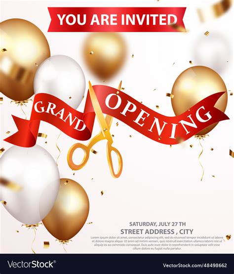 Grand opening invitations card design with gold Vector Image