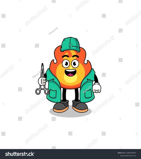 Illustration Fire Mascot Surgeon Character Design Stock Vector Royalty