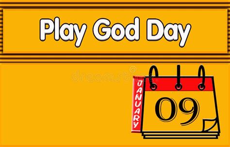 09 January Play God Day Text Effect On Yellow Background Stock