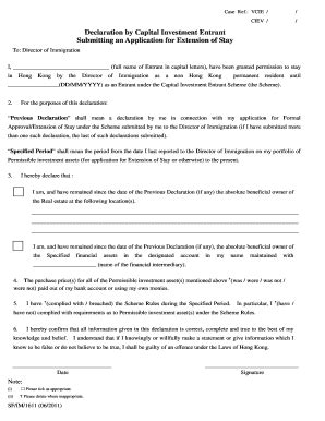 Fillable Online Declaration By Capital Investment Entrant Submitting An