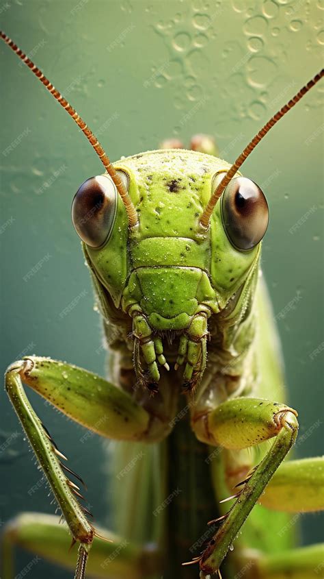 Premium Photo Closeup Portrait Of A Grasshopper Against Textured Background Ai Generated