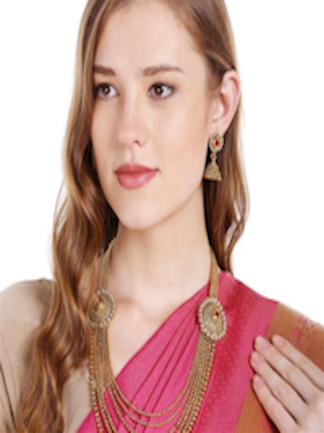 Buy Zaveri Pearls Gold Toned Multistranded Jewellery Set Jewellery