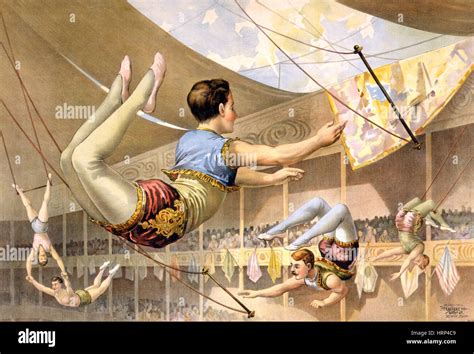 Circus Trapeze Acrobats Way Up Victorian Men Women In Canada