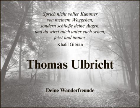 Traueranzeigen Von Thomas Ulbricht Trauerportal Ihrer Tageszeitung