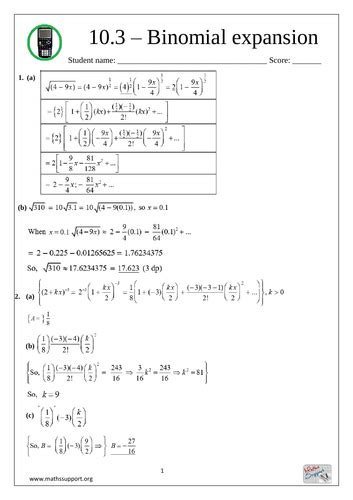 Binomial Theorem With Fractional And Negative Indices Teaching Resources