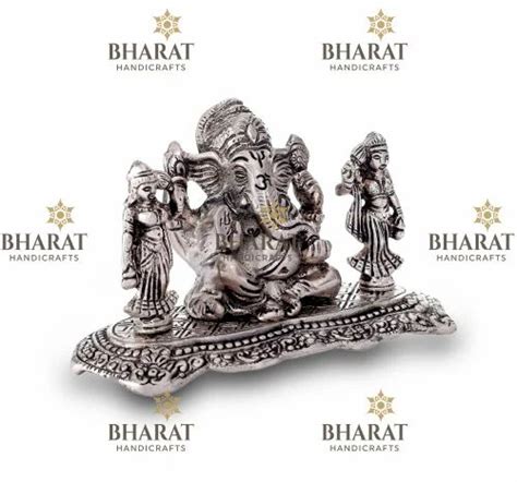 Metal Ganesh Statues Silver Plated Riddhi Siddhi Ganesha Statue For