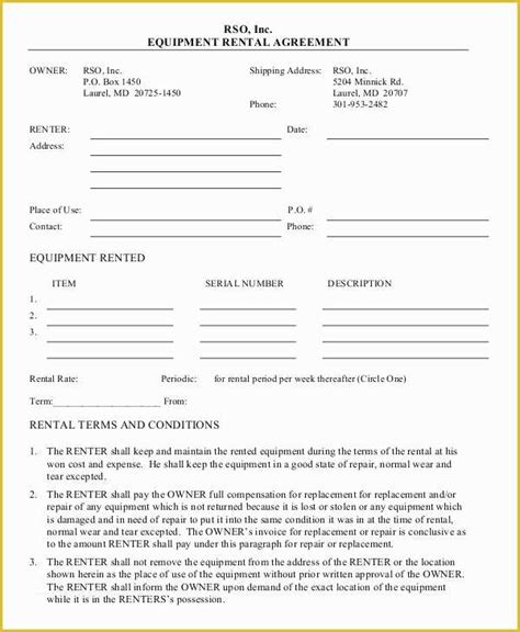 Lease Template Free Download Of 20 Equipment Rental Agreement Templates