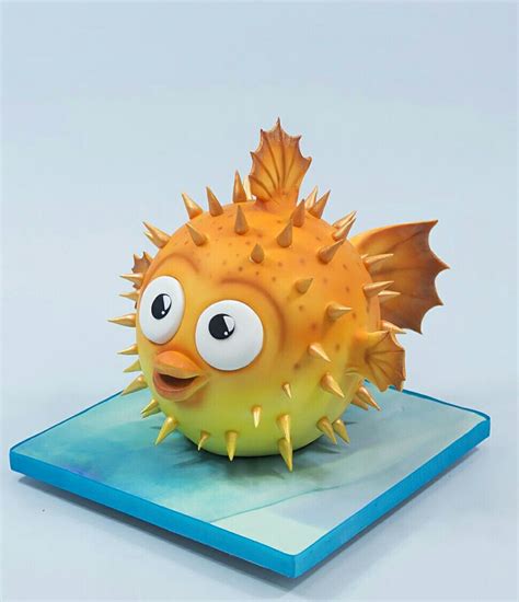 Puffer Fish Birthday Cake Fondant Fish Fondant Cakes Fondant Animals