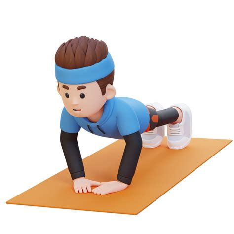 3d Sporty Male Character Performing Close Grip Push Up Exercise At Home Gym 30775071 Png