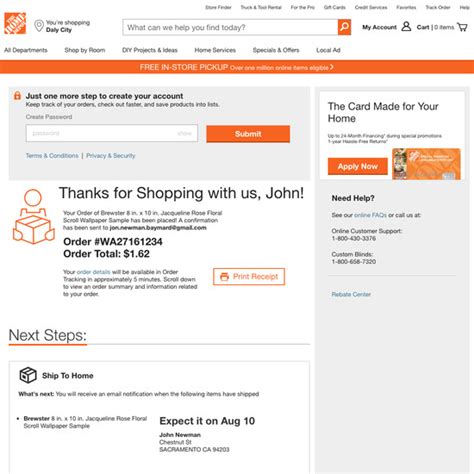 Home Depot Online Order Receipt Tutoreorg Master Of Documents