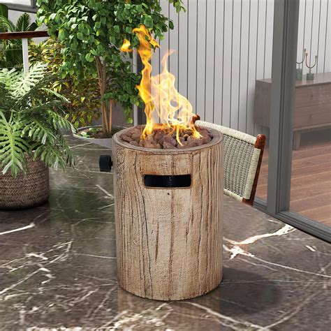 Portable Tabletop Fireplace Propane Gas Fire Pit Concrete Outdoor