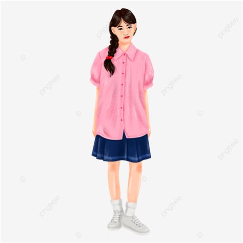 Una Chica Bonita Con Camiseta Rosa Y Falda Corta Ilustraci N Png