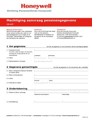 Fillable Online Honeywellpensioen Met Dit Formulier Geeft U Een