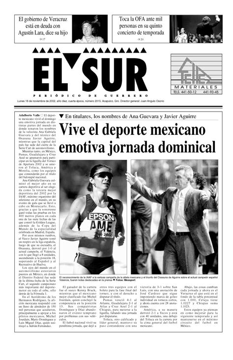 Contraportada El Sur Acapulco Suracapulco I Noticias