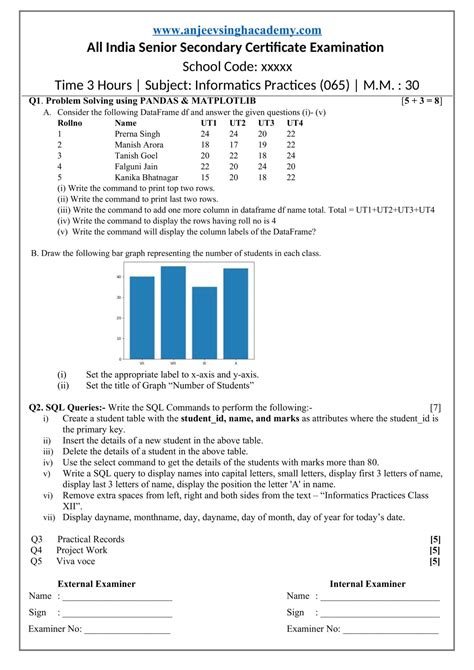 Cbse Class Ip Aissce Practical Examination Question Paper