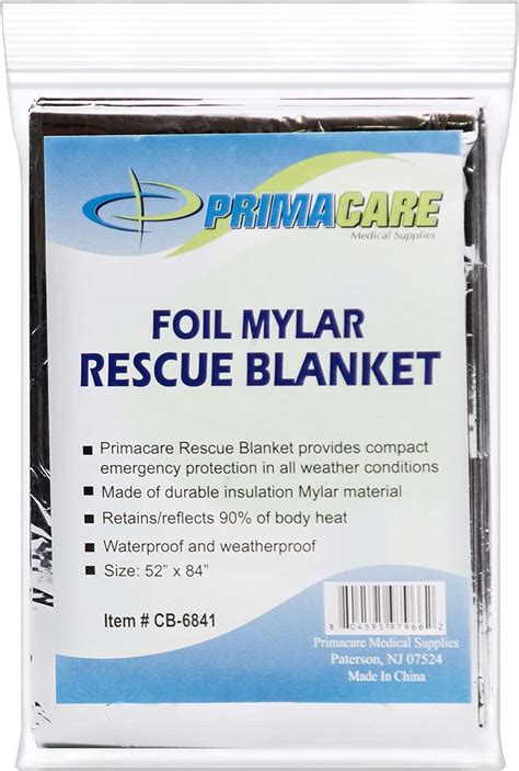 Amazon Primacare CB 6841 Emergency Foil Mylar Thermal Blanket 82