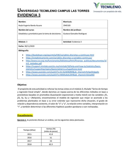 Evidencia 3 F Estadistica Y Pronosticos Para La Toma De Decisiones