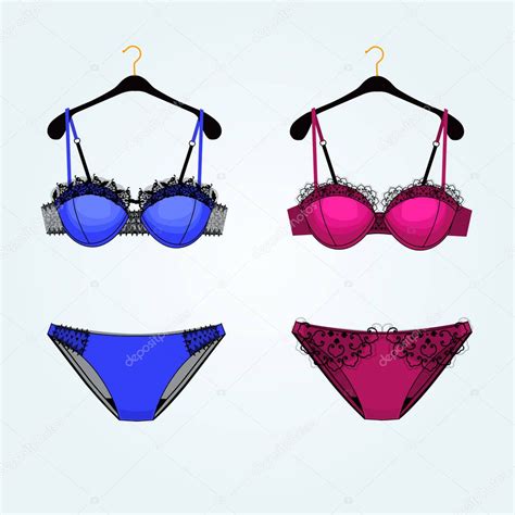 Conjunto de lingerie Ilustração de moda do vetor Ilustração de calcinha e sutiã Conjunto de