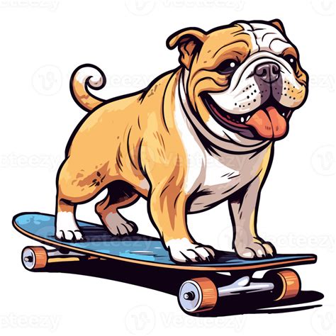 Funny And Cute Bulldog On A Skateboard Skateboarding Dog 26269434 Png