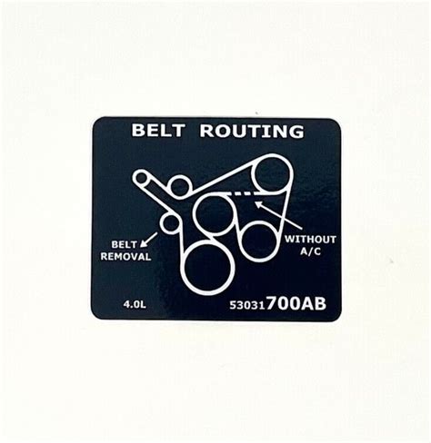 Engine Belt Routing Diagram Decal For 4 0L Jeep Wrangler TJ Grand