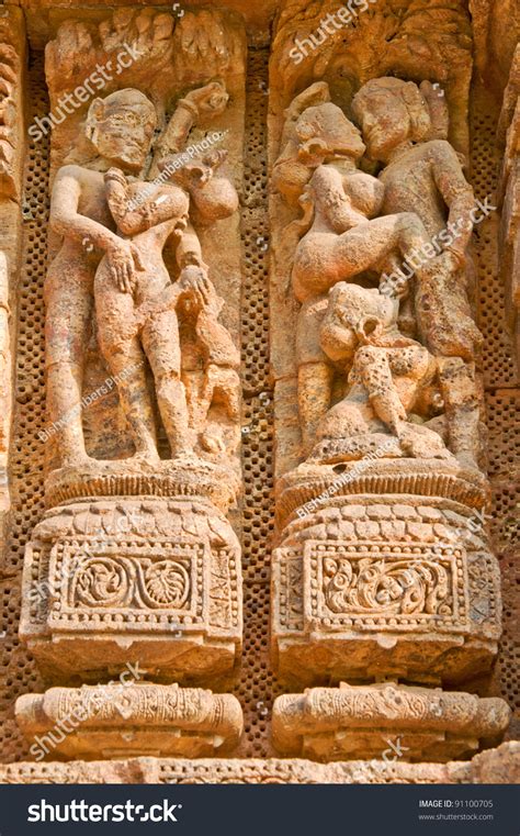 Erotic Voluptuous Sculptures Sun Temple Konark Stock Photo 91100705