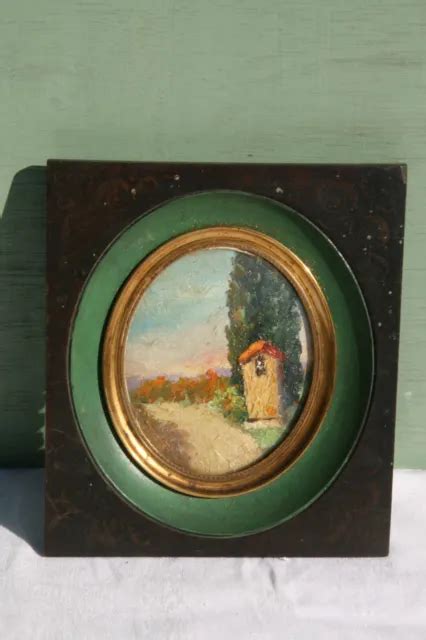 PEINTURE PETIT TABLEAU Huile Sur Carton Ancien Paysage EUR 40 00