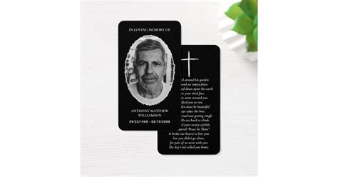 Modern Custom Photo Laminated Memorial Cards | Zazzle