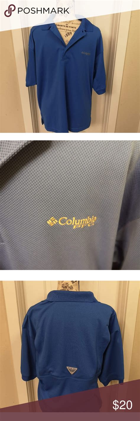 Mens Columbia Pfg Polo Shirt Omni Shade Fishing Great Condition