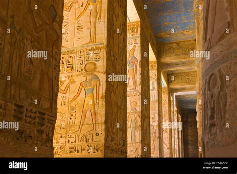 Mortuary Temple Of Ramesses Iii At Medinet Habu Luxor Egypt Stock