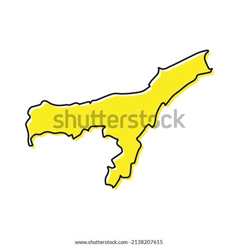 Simple Outline Map Assam State India Stock Vector Royalty Free 2138207615 Shutterstock