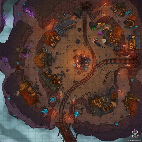 Oc Art Dwarven Mining Village Battle Map 40x40 Rdnd
