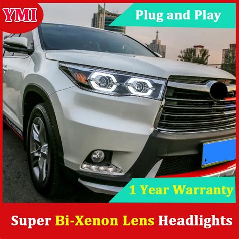 Ymi Head Lamp Case For Toyota Highlander Headlights 2015 2016 Led Drl Led O Angel Eyes Drl H7