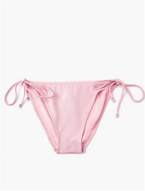 Pembe Kadın Yanları Bağlama Detaylı Bikini Altı Basic Normal Bel SAK MM Koton