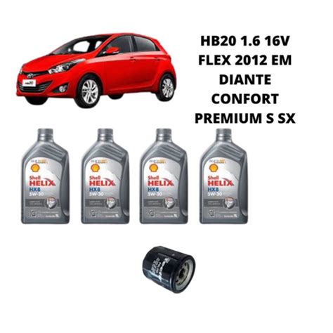 Kit Troca De Oleo Hyundai HB20 1 6 16V 2012 Em Diante Shell No Shoptime