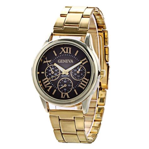 17 Off 2021 Stainless Steel Geneva Gold Watches Men Business Quartz Wrist Watch In Black